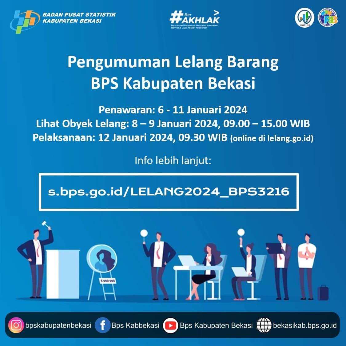 Pengumuman Lelang Barang Badan Pusat Statistik Kabupaten Bekasi